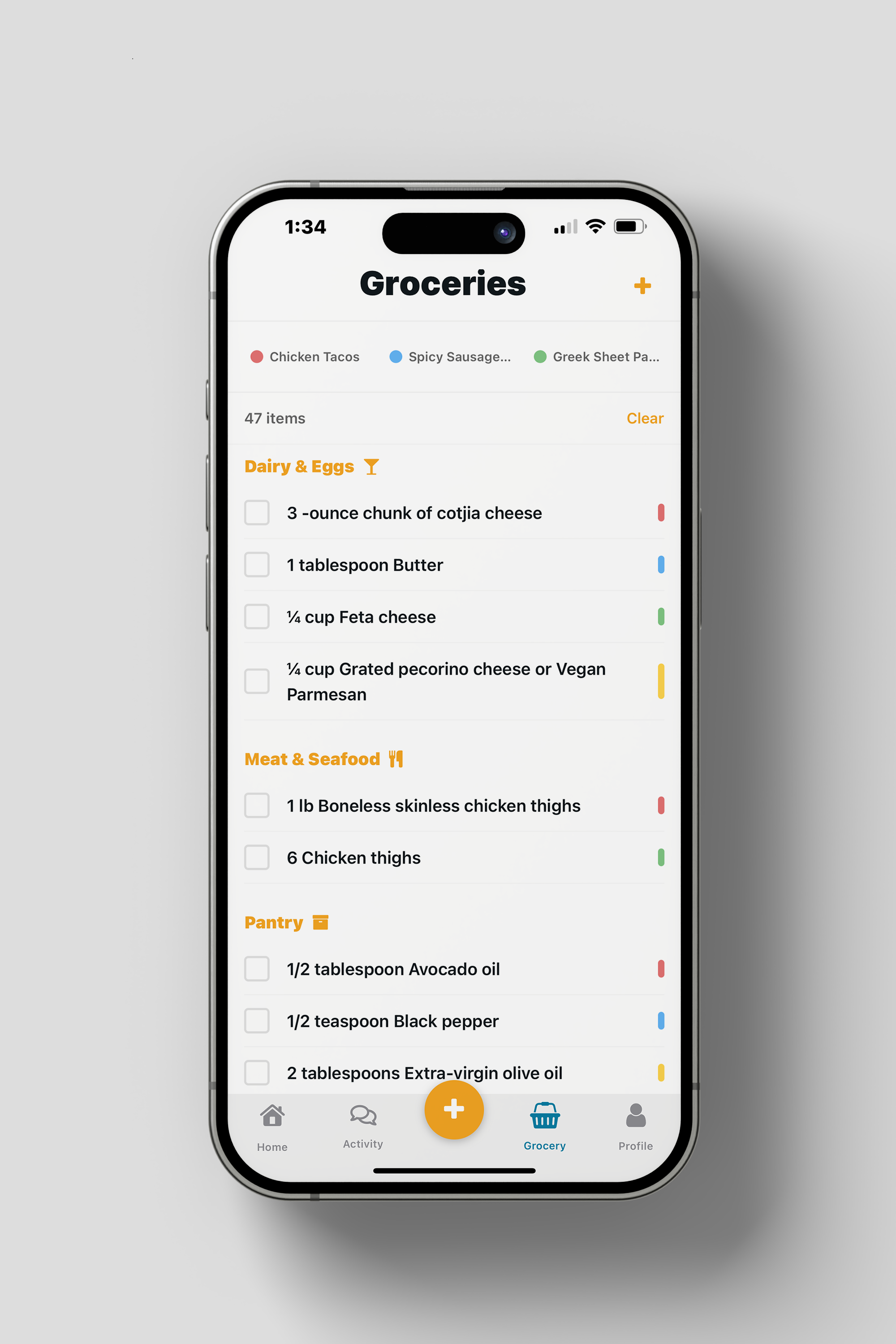 Grocery List Feature